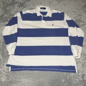 Polo Ralph Lauren Block Stripe Rugby Long Sleeve Small Logo Size XL